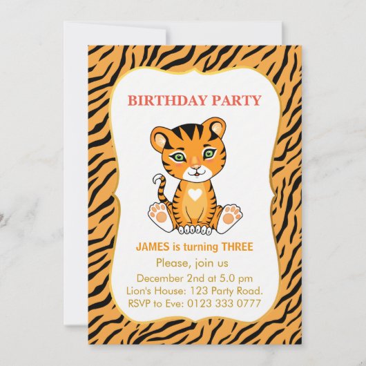 Cute Tiger Kinder 3rd Birthday Boy Kaart (Voorkant)