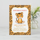 Cute Tiger Kinder 3rd Birthday Boy Kaart (Staand voorkant)