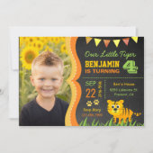 Cute Tiger Kinder Photo Birthday Party Invitation Kaart (Voorkant)