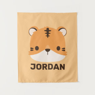 Cute Tiger met gepersonaliseerde naam Tapestry Wandkleed
