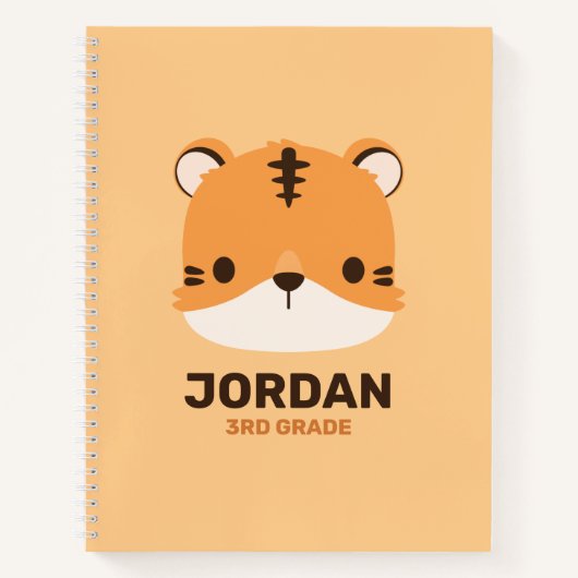 Cute Tiger met Notitieboek voor persoonlijke naam (Voorkant)