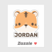 Cute Tiger met persoonlijke naamsticker Sticker (Vel)