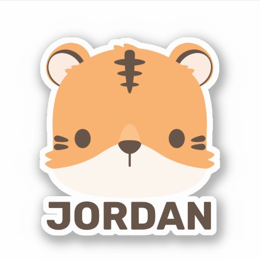 Cute Tiger met persoonlijke naamsticker Sticker (Voorkant)