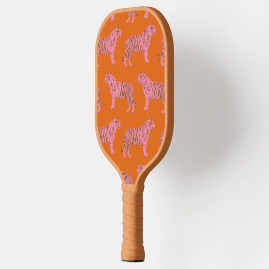 Cute Tiger Pattern in Vibrant Pink and Oranje Pickleball Paddle (Links)