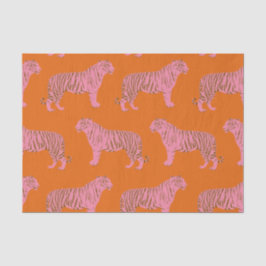 Cute Tiger Pattern in Vibrant Pink and Oranje Tissuepapier