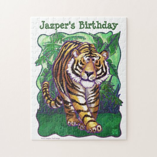 Cute Tiger Personalized Birthday Party Puzzle Legpuzzel (Verticaal)