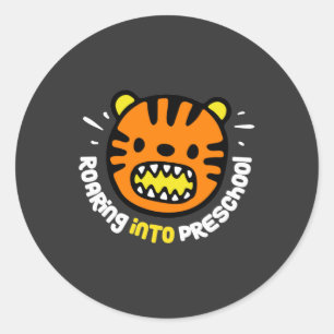 Cute Tiger Roaring in Preschool Ronde Sticker