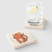 Cute Tiger Stenen Onderzetter (Zijkant)
