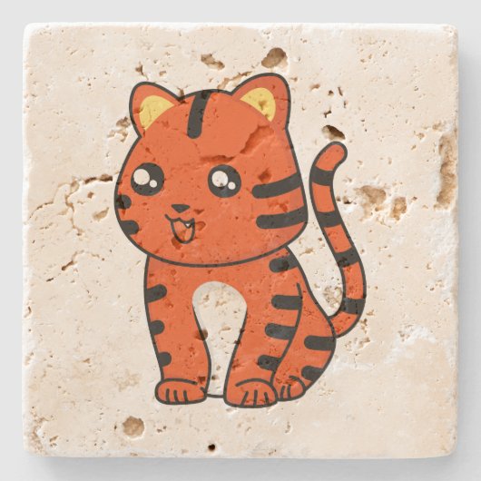 Cute Tiger Stenen Onderzetter (Voorkant)