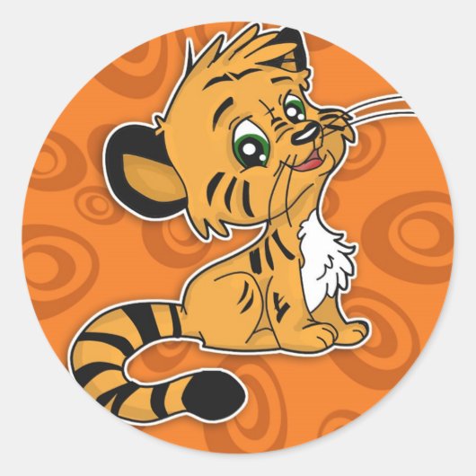 Cute Tiger Sticker (Voorkant)