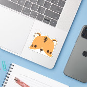 Cute Tiger Sticker (Laptop met iPhone)