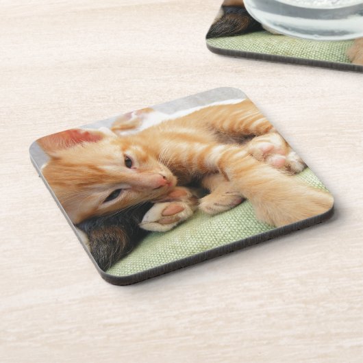 Cute Tiger Stripe Kitten Drankjes Onderzetter (Linkerzijde)