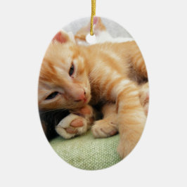 Cute Tiger Stripe Kitten Keramisch Ornament