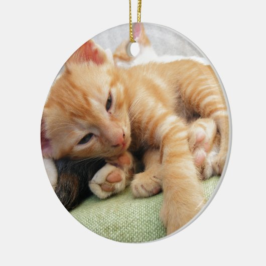 Cute Tiger Stripe Kitten Keramisch Ornament (Links)
