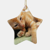Cute Tiger Stripe Kitten Keramisch Ornament (Rechts)