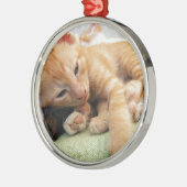 Cute Tiger Stripe Kitten Metalen Ornament (Links)