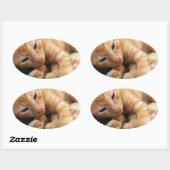 Cute Tiger Stripe Kitten Ovale Sticker (Vel)
