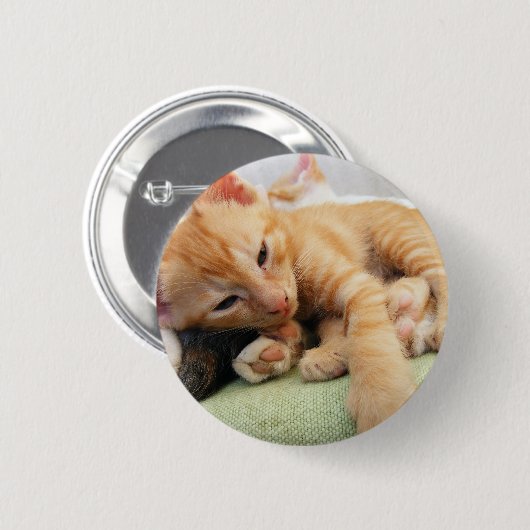 Cute Tiger Stripe Kitten Ronde Button 5,7 Cm (Voorkant /achterkant)
