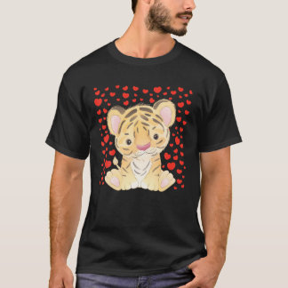 Cute Tiger Valentine Day Red Heart's Bee Lover T-shirt