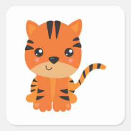 Cute Tiger Vierkante Sticker