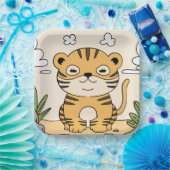 Cute Tiger Wild Animal Oerwoud Kinder Party Papieren Bordje (Feest)