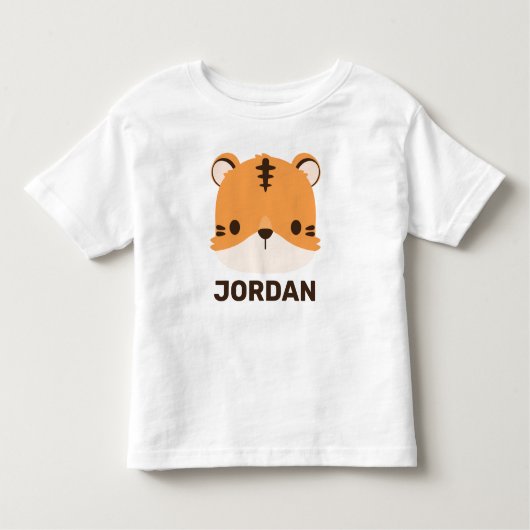 Cute Tiger with Personalized Name Kinder Shirts (Voorkant)