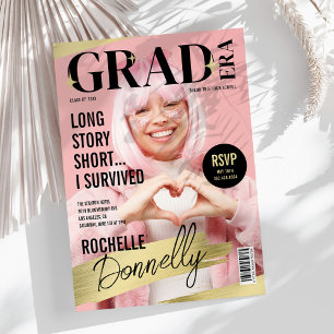 Cute Tijdschrift Omslag Foto Grad Era Feestje Kaart