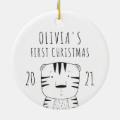 Cute Tijger Baby Eerste Kerstmis Zwart Wit Keramisch Ornament (Achterkant)