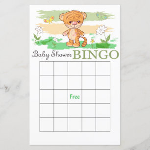 Cute tijger baby shower bingo