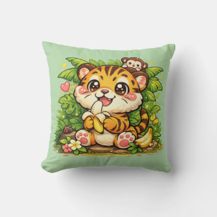 Cute Tijger Jungle Kawaii Kussen Hoofdkussen