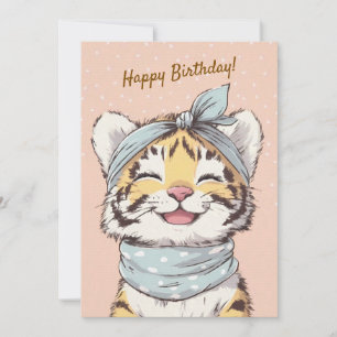 Cute Tijger met Bandana Kinderverjaardagsuitnodigi Kaart