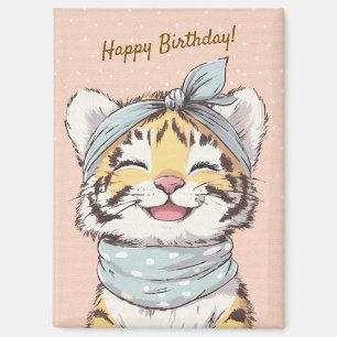 Cute Tijger met Bandana Kinderverjaardagsuitnodigi Magneet