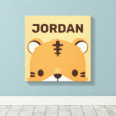 Cute Tijger met gepersonaliseerde naam Canvas Afdruk (Insitu (Houten vloer))