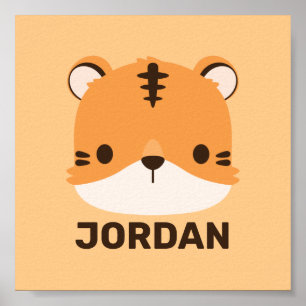 Cute Tijger met Gepersonaliseerde Naam Poster