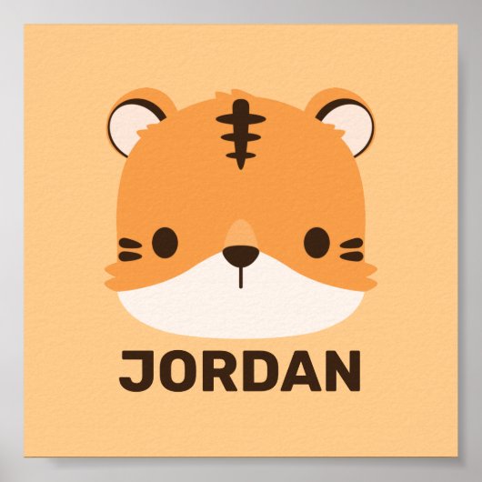 Cute Tijger met Gepersonaliseerde Naam  Poster (Voorkant)