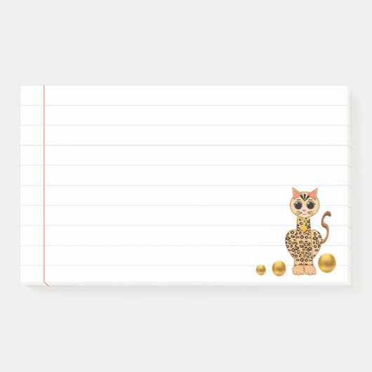 Cute Tijgerkat & Gouden Stippen Post-it® Notes (Voorkant)