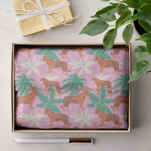 Cute Tijgerpatroon Levendig Roze en Oranje Jungle Tissuepapier