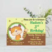 Cute tijgerverjaardagsuitnodiging kaart (Staand voorkant)