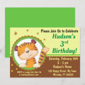 Cute tijgerverjaardagsuitnodiging kaart (Voorkant / Achterkant)