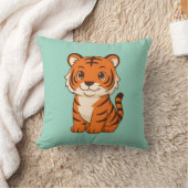Cute Tijgerwelp op Groen Kussen (Deken)