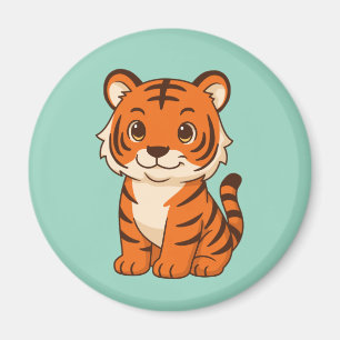 Cute Tijgerwelp op Groen Magneet