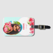 Cute Tiki Girl Summer Vacation Personalized Girl Bagagelabel (Voorkant (horizontaal))