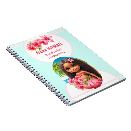 Cute Tiki Girl Summer Vacation Personalized Girl Notitieboek (Rechterzijde)