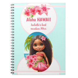 Cute Tiki Girl Summer Vacation Personalized Girl Notitieboek