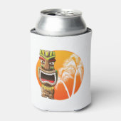 Cute Tiki Statue Beach Sunset Blikjeskoeler (Blikje Voorkant)