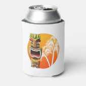 Cute Tiki Statue Beach Sunset Blikjeskoeler (Blikje Achterkant)