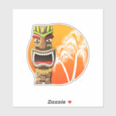 Cute Tiki Statue Beach Sunset Sticker (Vel)