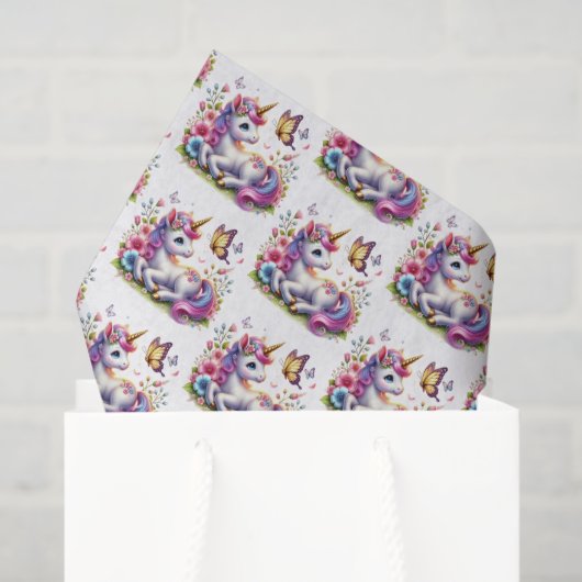 Cute tiled girls unicorn party tissuepapier (Cadeauzakje)
