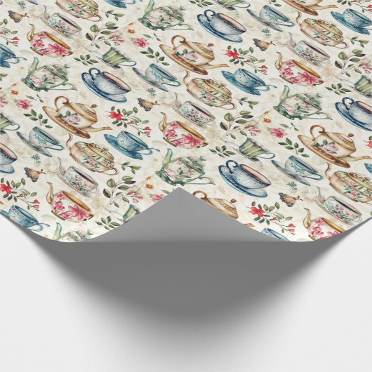 Cute tiled tea party cadeaupapier (Hoek)