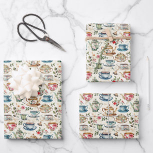 Cute tiled tea party inpakpapier vel